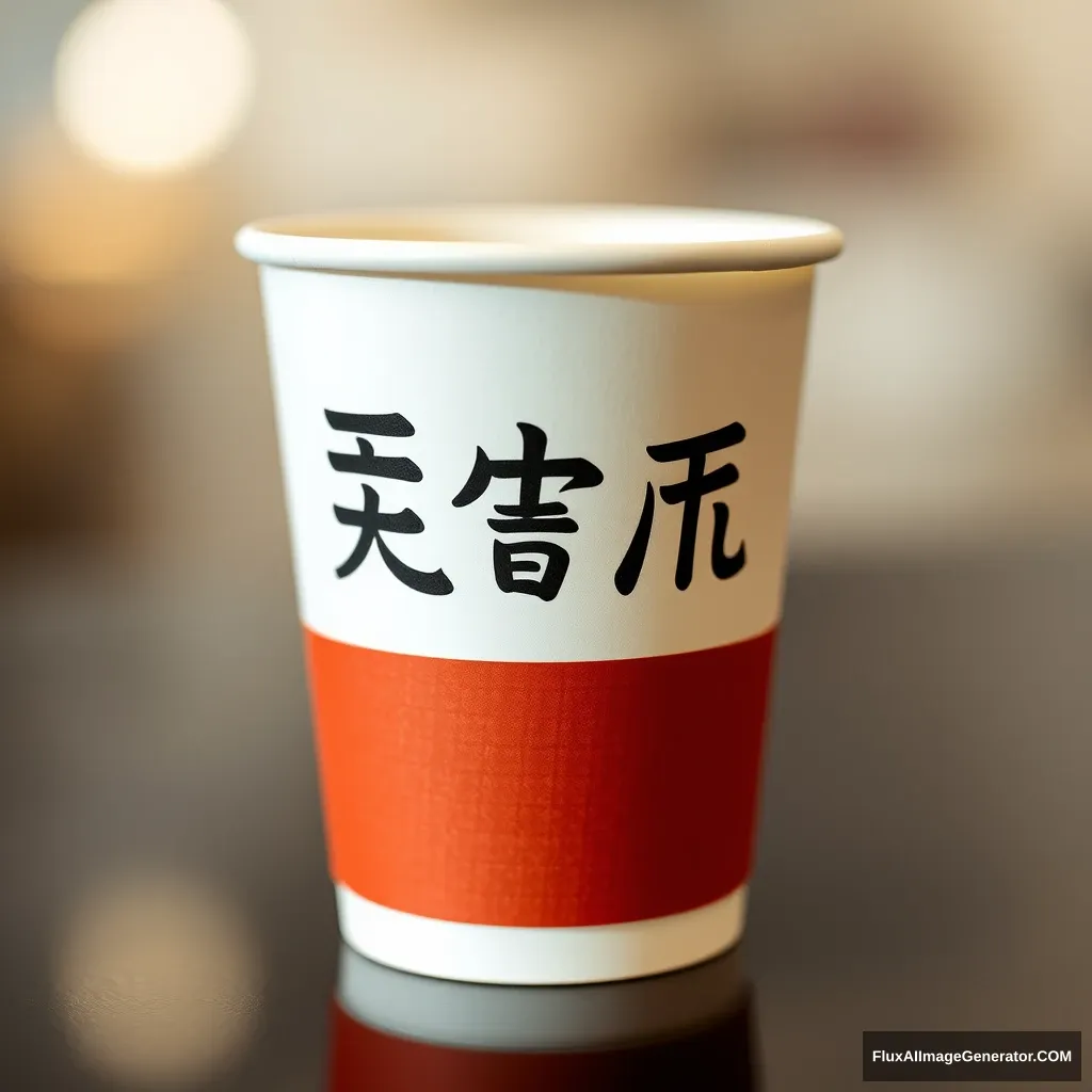 a paper cup that prints "뷁"