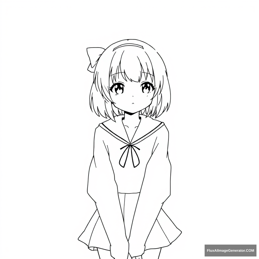 simple line art anime girl cute