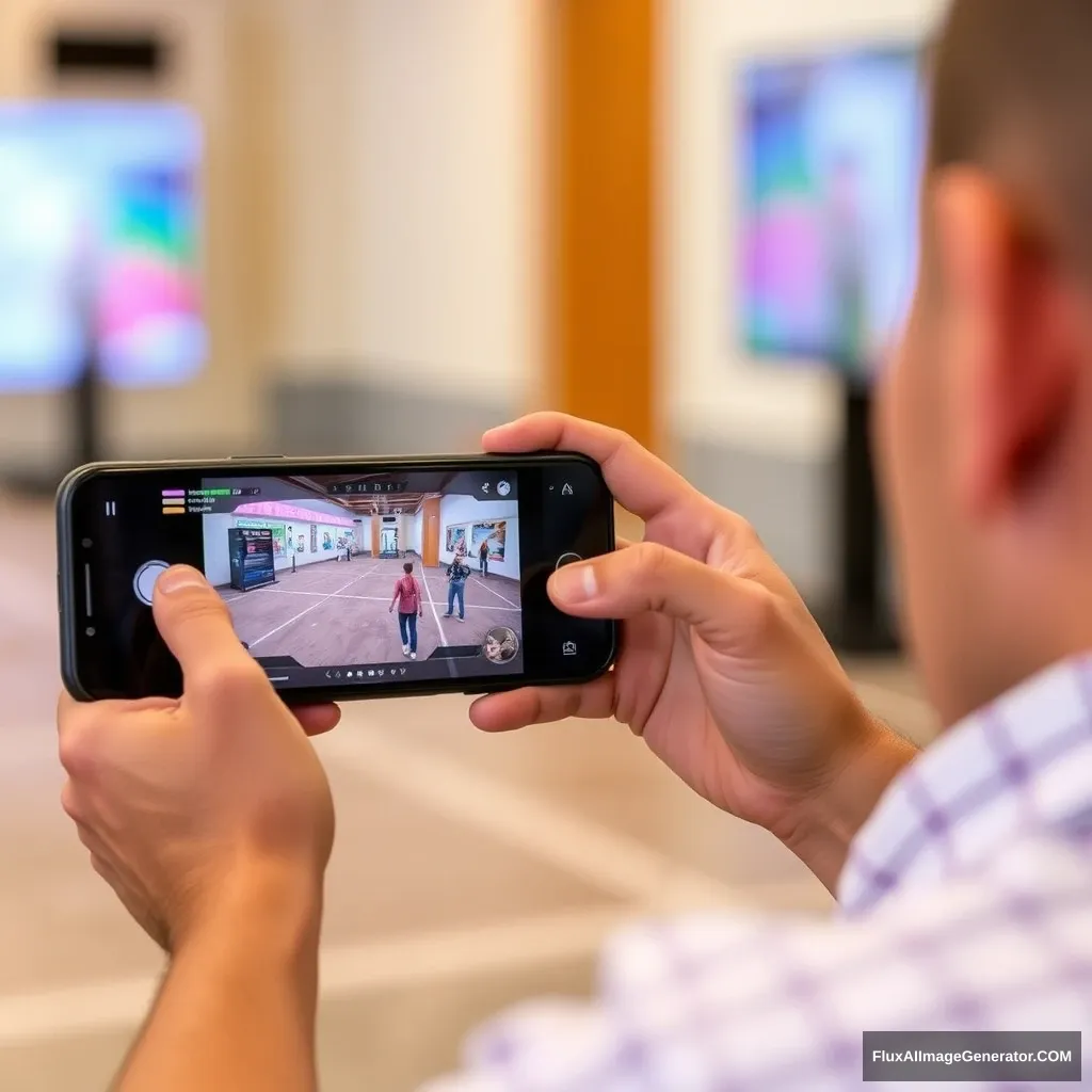 A person is playing an AR game. - Image