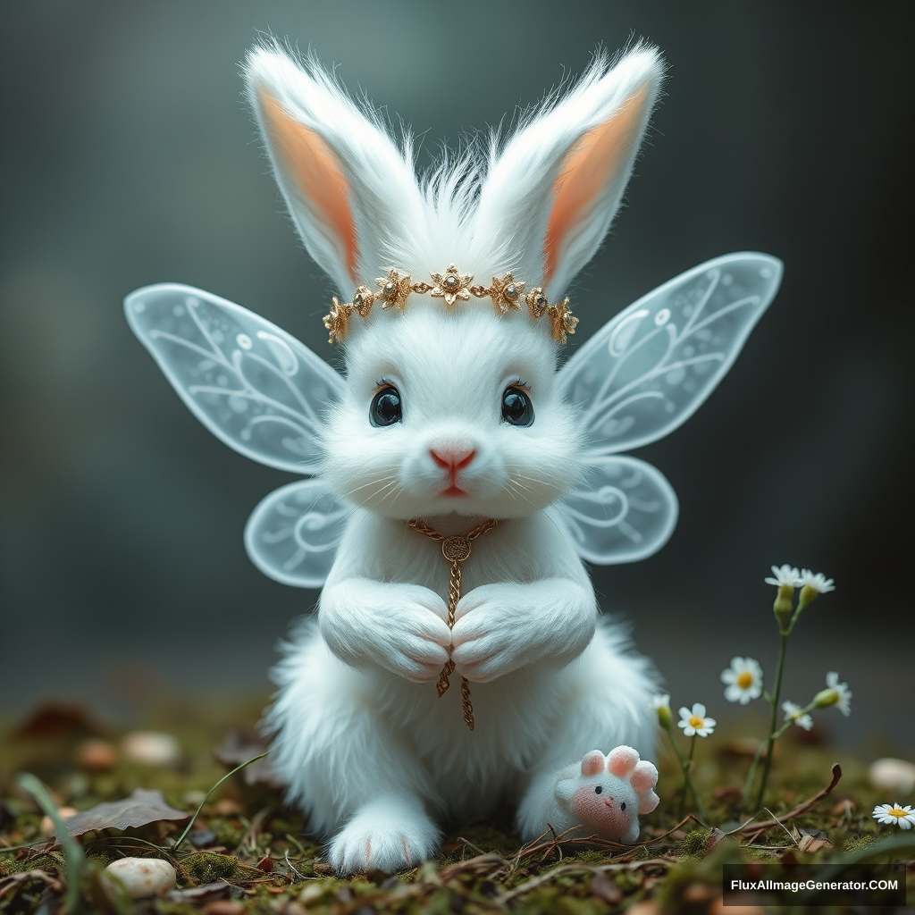 "Personified as an ultra-cute white fairy rabbit baby."