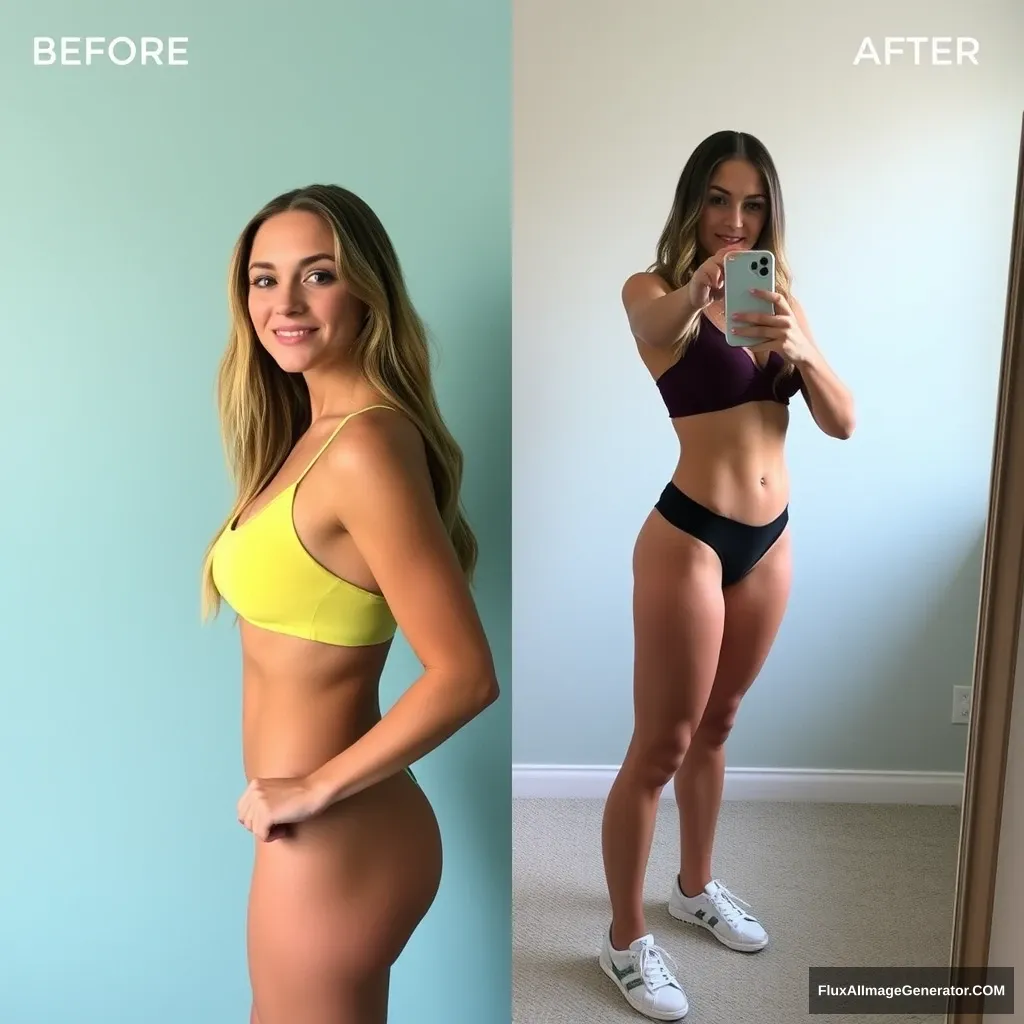 'Fitness model influencer Emily's before-after photos'