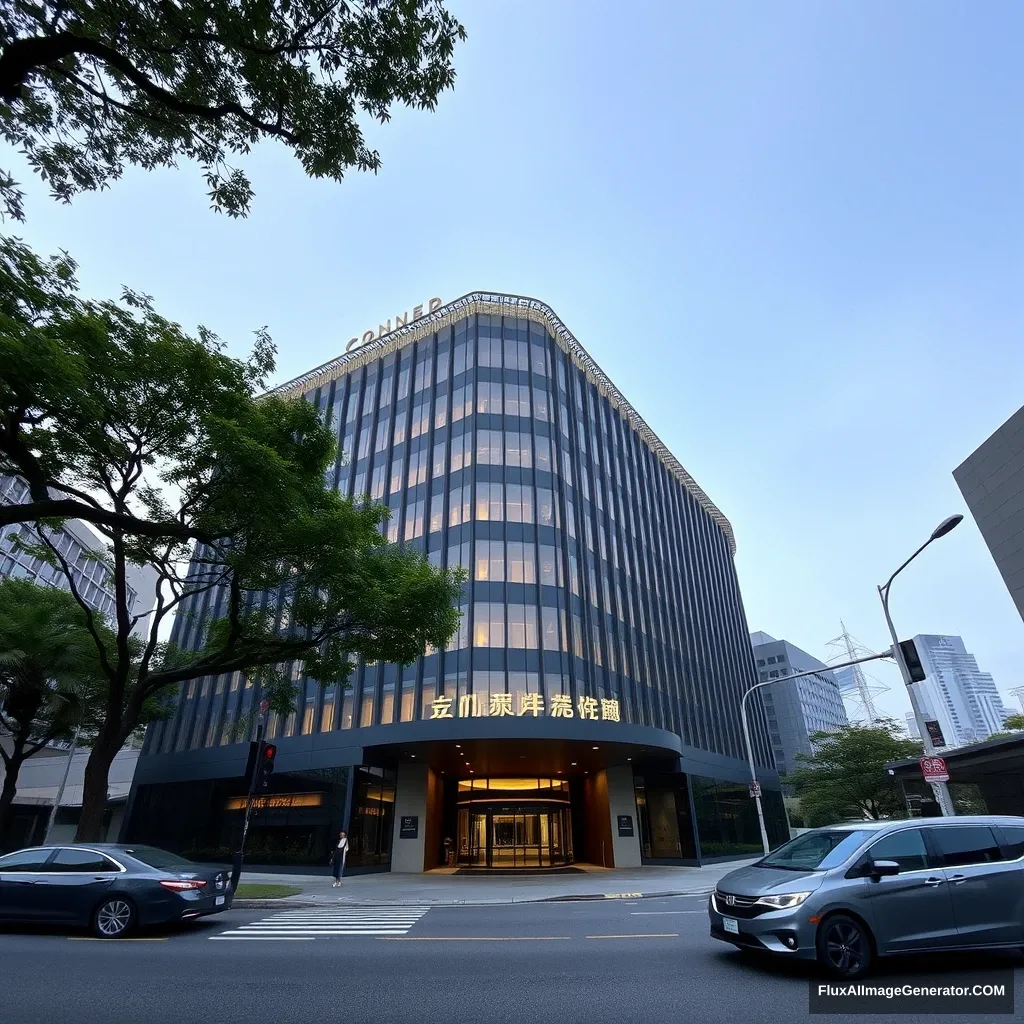 Create an image of the Conrad Seoul Hotel in real, as seen from the outside. Please, do not use Chinese. - Image