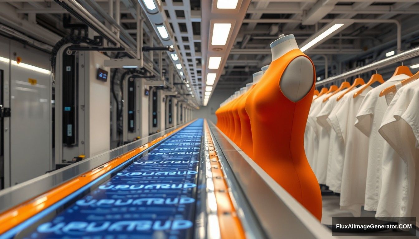 Futuristic automated textile production line or 3D printing of garments