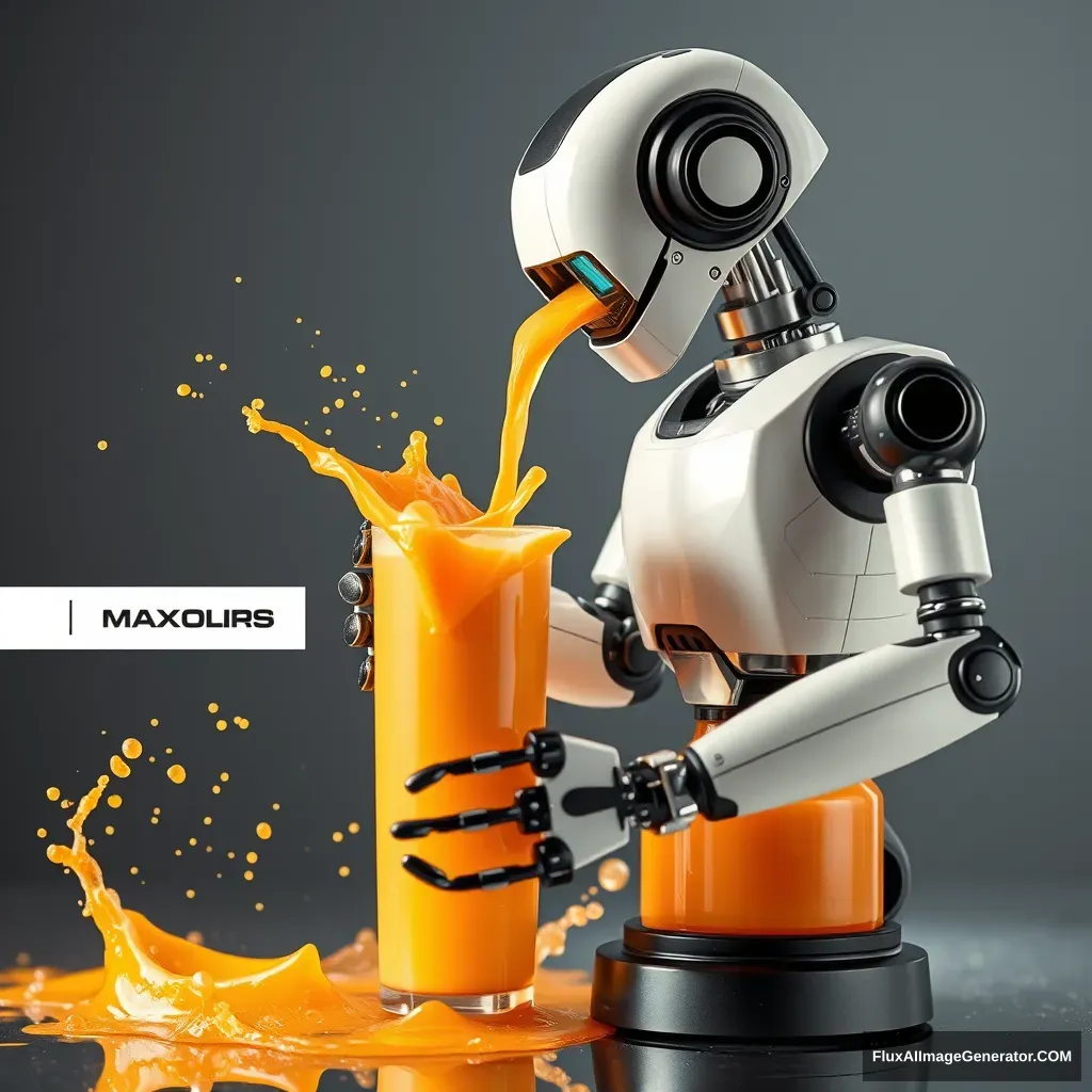 Robot making juice splash advertisement - Image