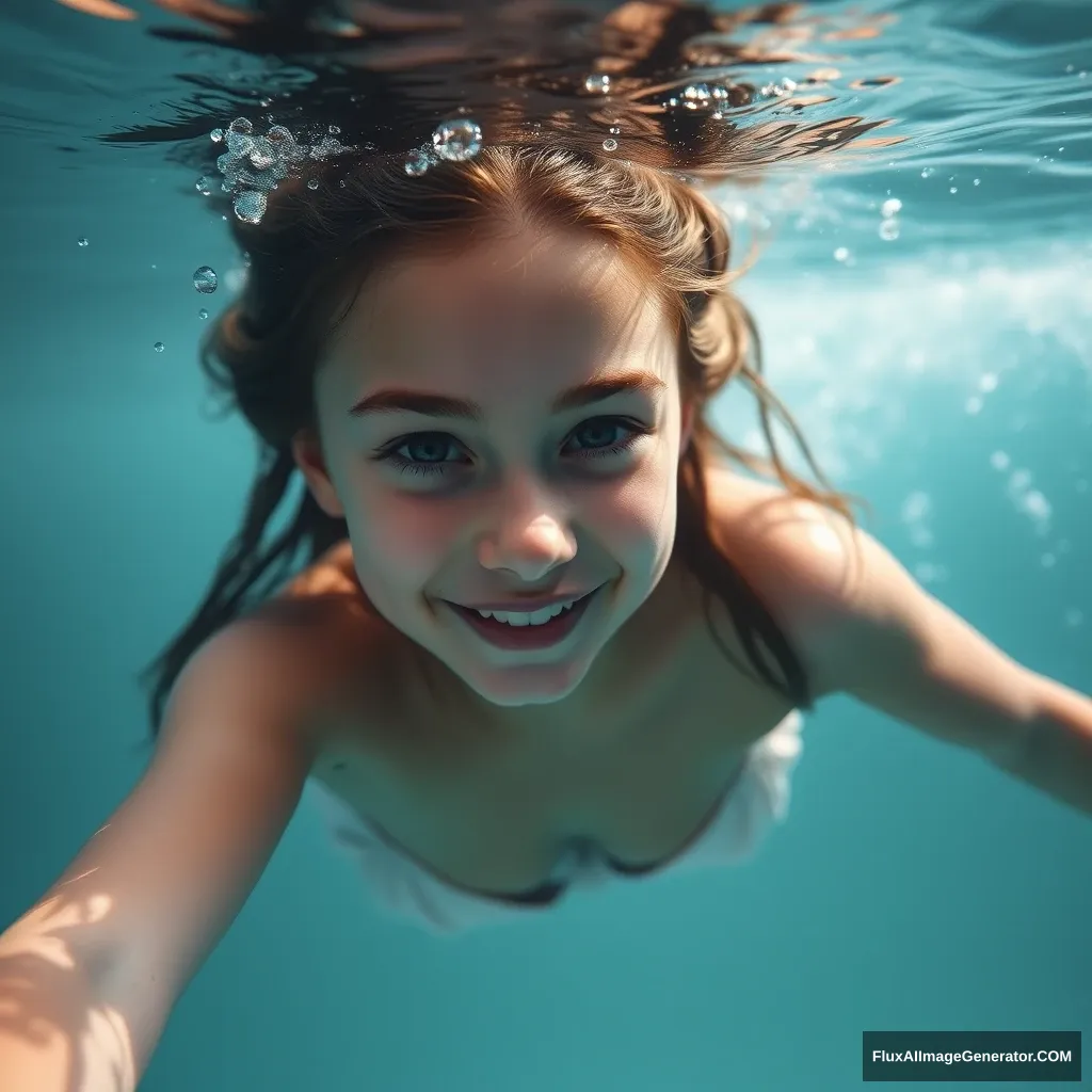 "Beautiful girl swimming" - Image