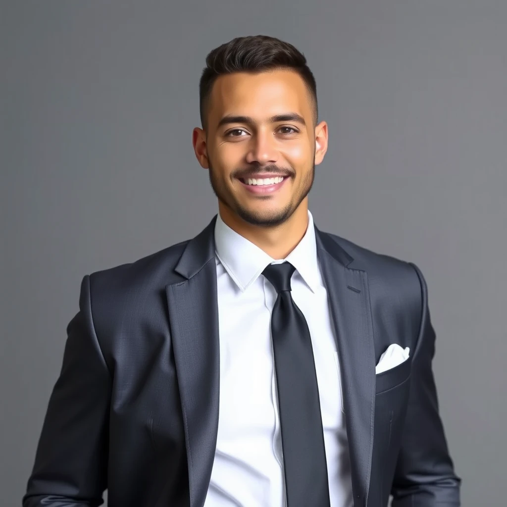 "Handsome guy in a suit formal ID photo." - Image