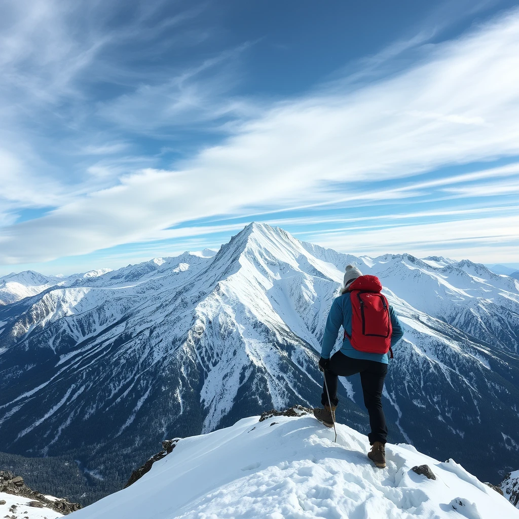 adventurous climb up snow mountain - Image