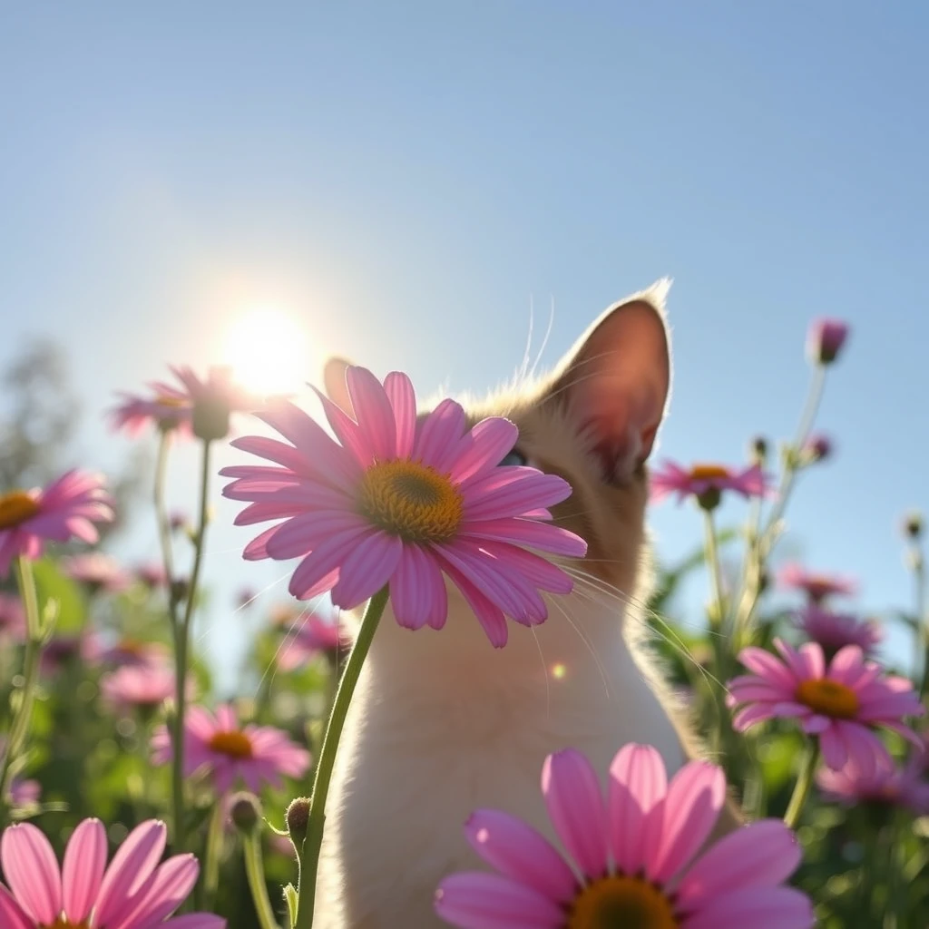 cat flower sun summer