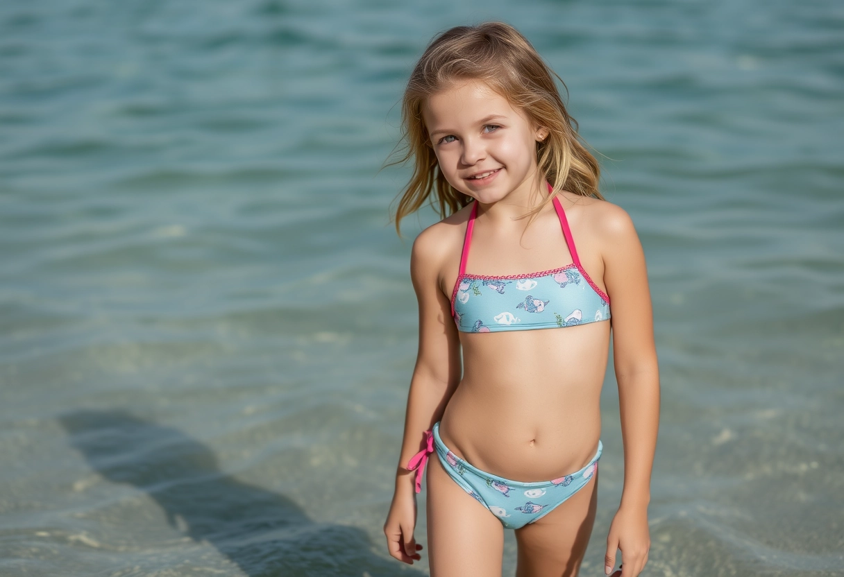 young female girl wearing swimsuit