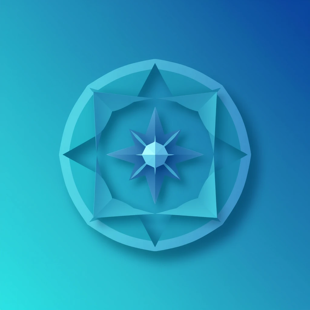 "Generate an icon composed of geometric shapes in cool tones." - Image