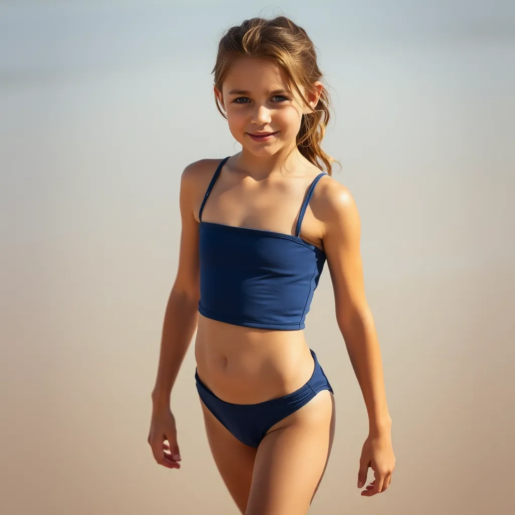 young female girl partially wearing swimsuit