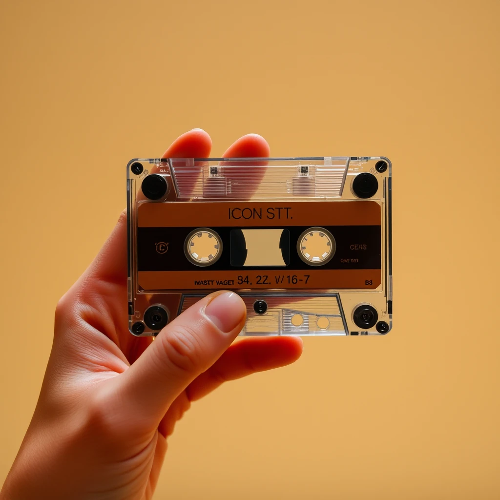 girl hand holding cassette tape - Image