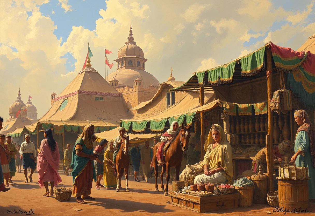 Indian market, highly detailed, Art by Edwin Lord Weeks - Image