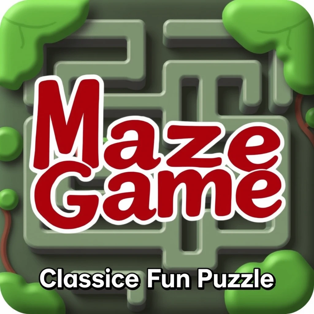 Create a stylized text for a maze game titled "Maze Game: Classic Fun Puzzle." - Image