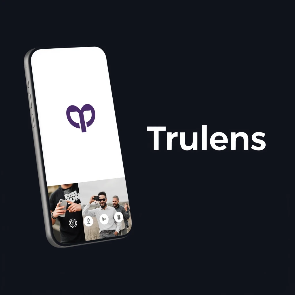 Create a logo for a mobile app called Trulens that helps validate and authenticate media. - Image