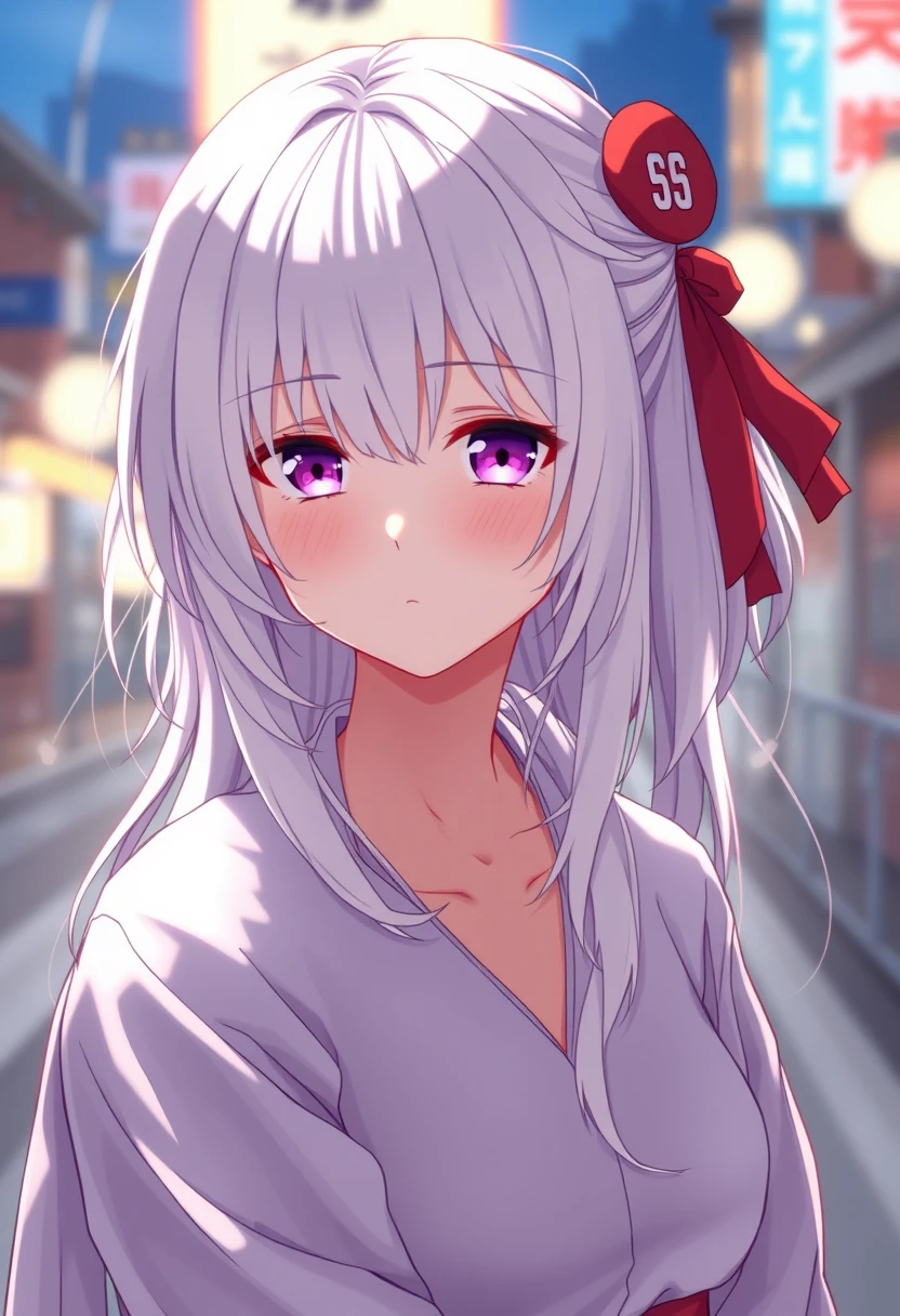 Japan anime girl with white hair - Image