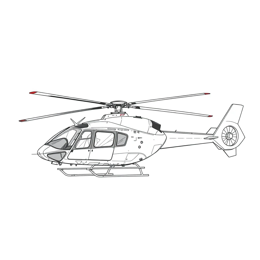 A sketch drawing of an EC 145 helicopter.