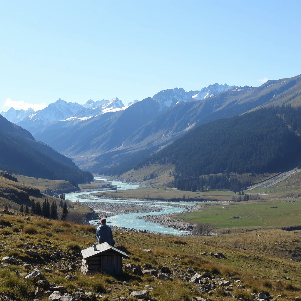 Sitting in the mountains and rivers - Image