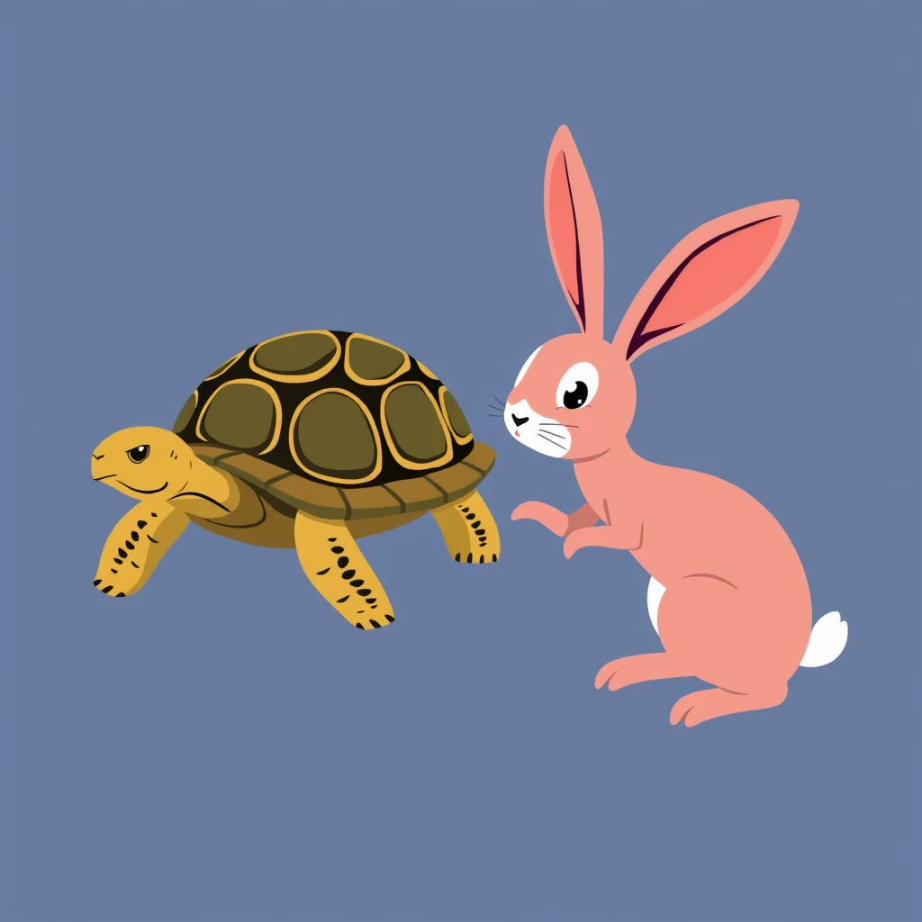 Create an image of the story of "the tortoise and the hare." - Image