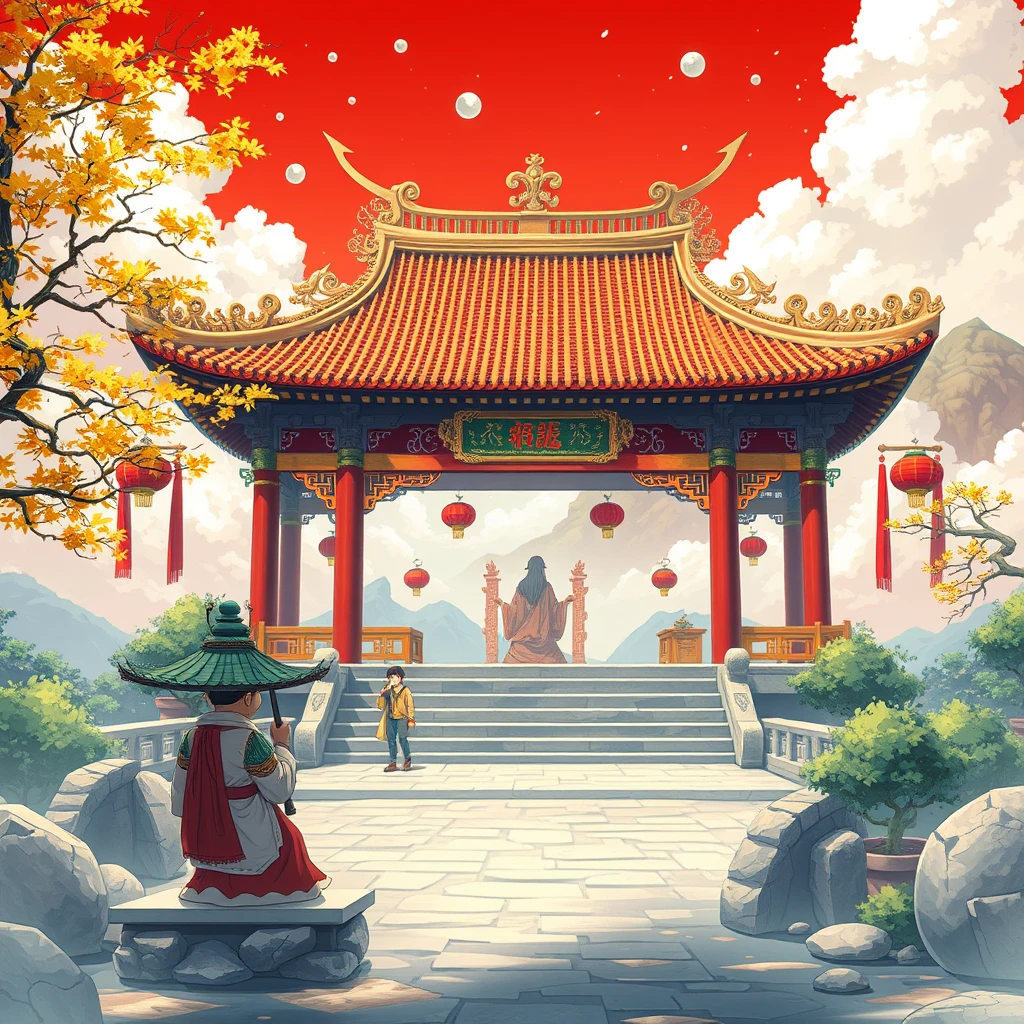 anime artwork, Chinese Taoist temple - Image