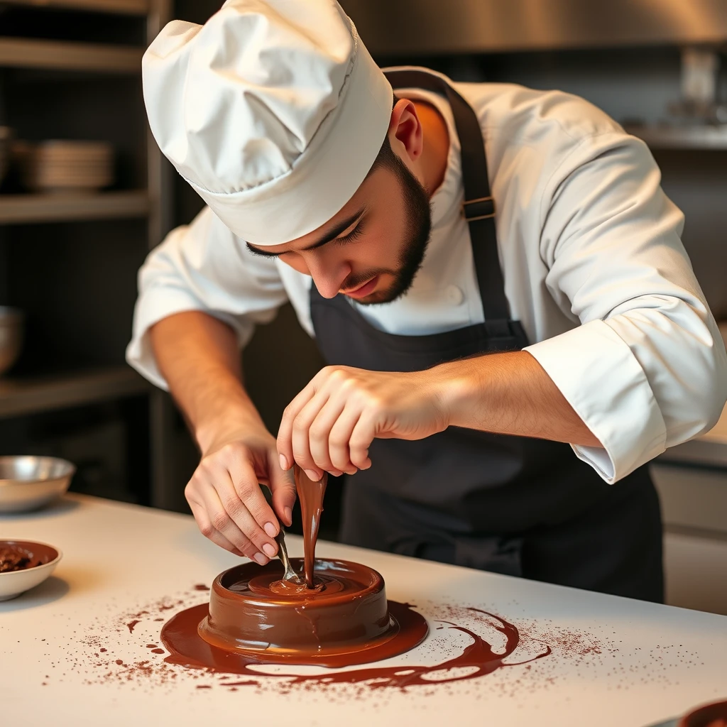 a chef working with chocolate - Image