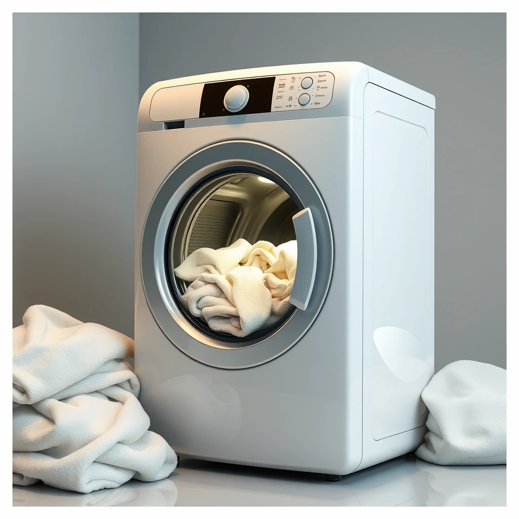 a robot washing machine, folding laundry that's done - Image