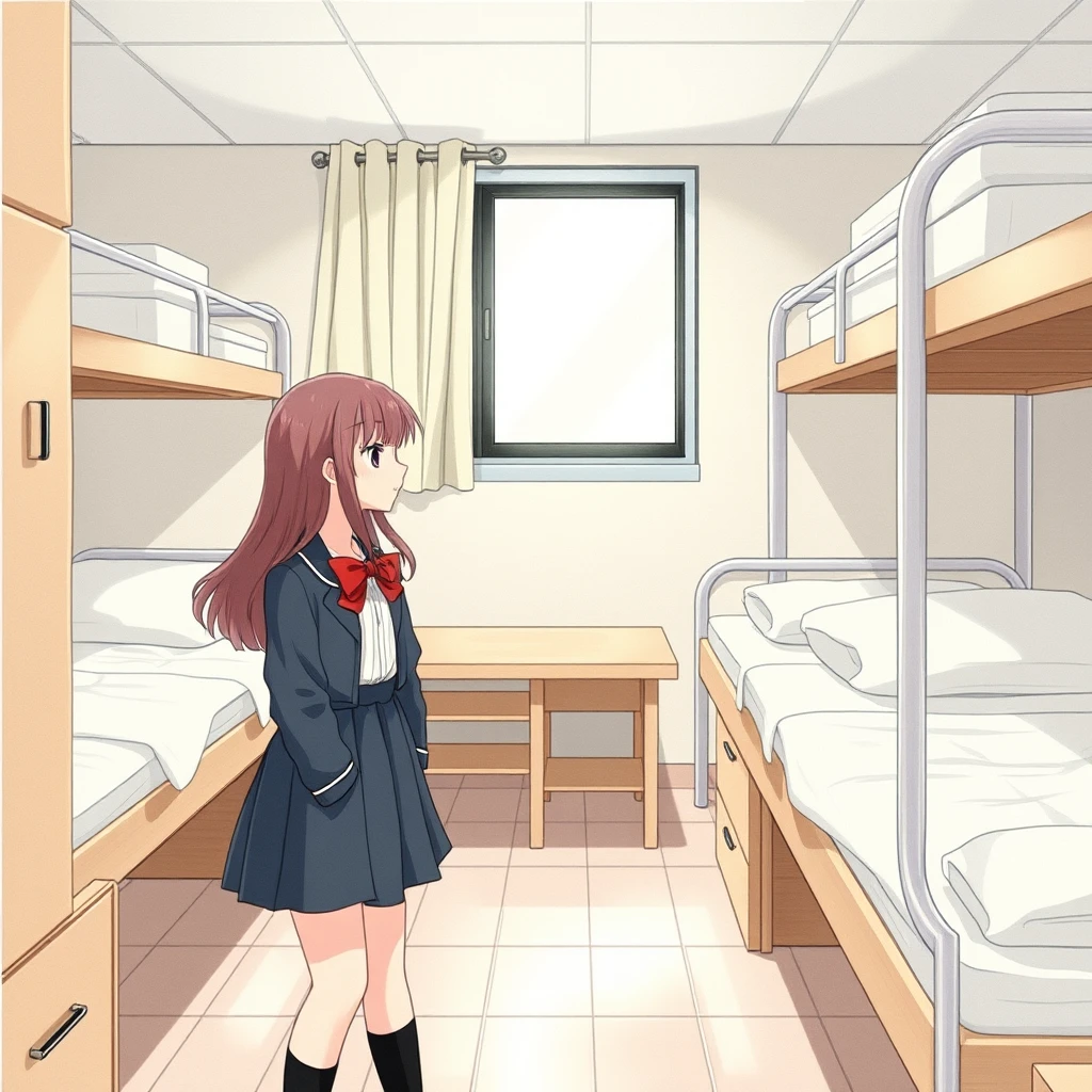 In the girls' dormitory, two girls are chatting. - Image