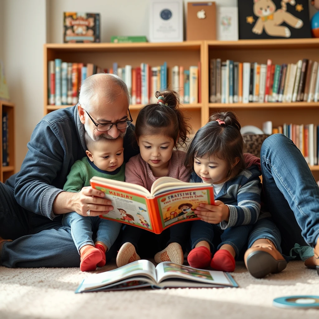 Parents reading with their children - Image