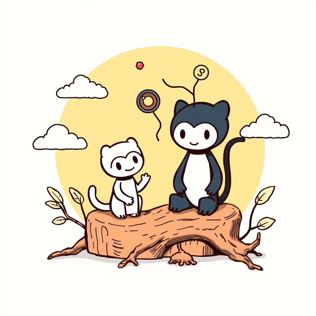 Draw an image showing a symbiotic relationship between GitHub and Open Source Software where they've helped each other grow faster.