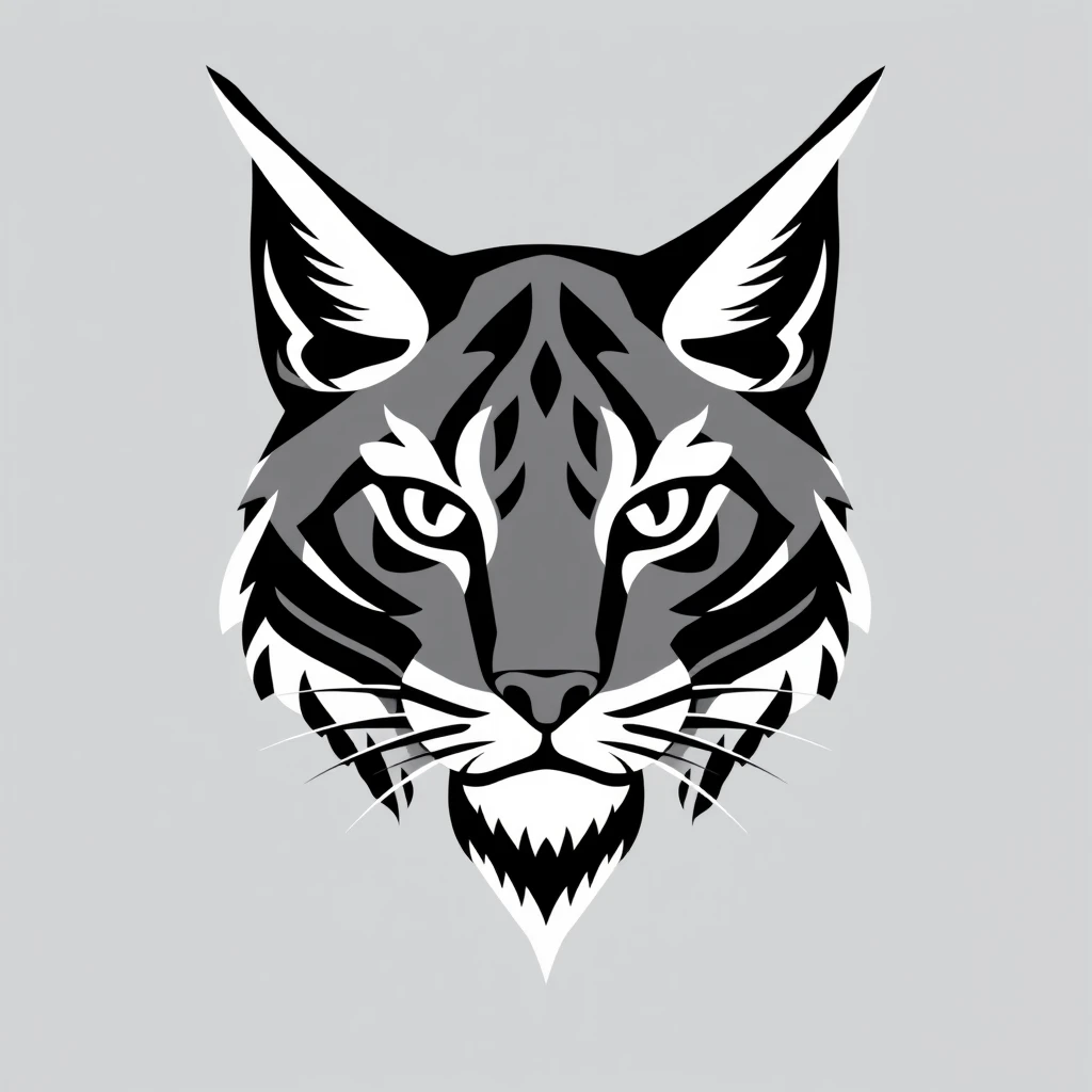 abstract logo of a lynx, black and white