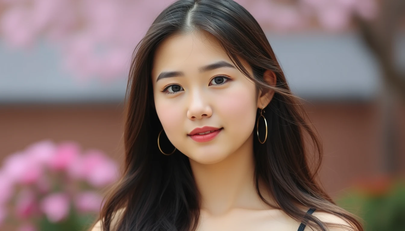 A pretty beautiful girl, Chinese human, Oval face, 18 years old, College student, Big breasts, Summer.