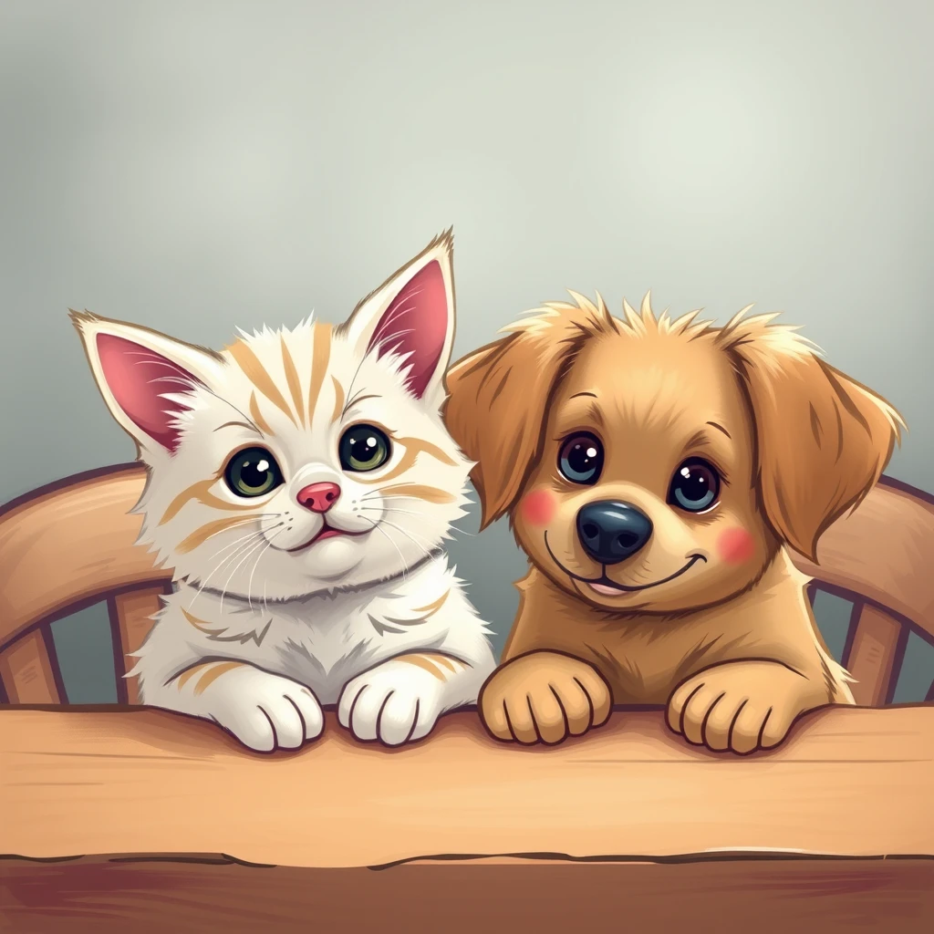 tabble，cute，cat and dog - Image