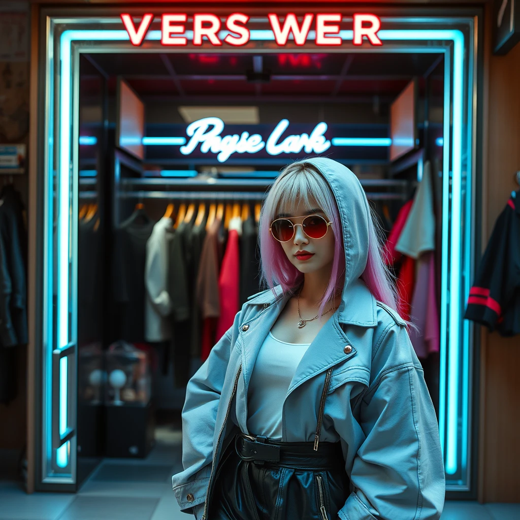 Women's wear shop, cyberpunk style, no people - Image