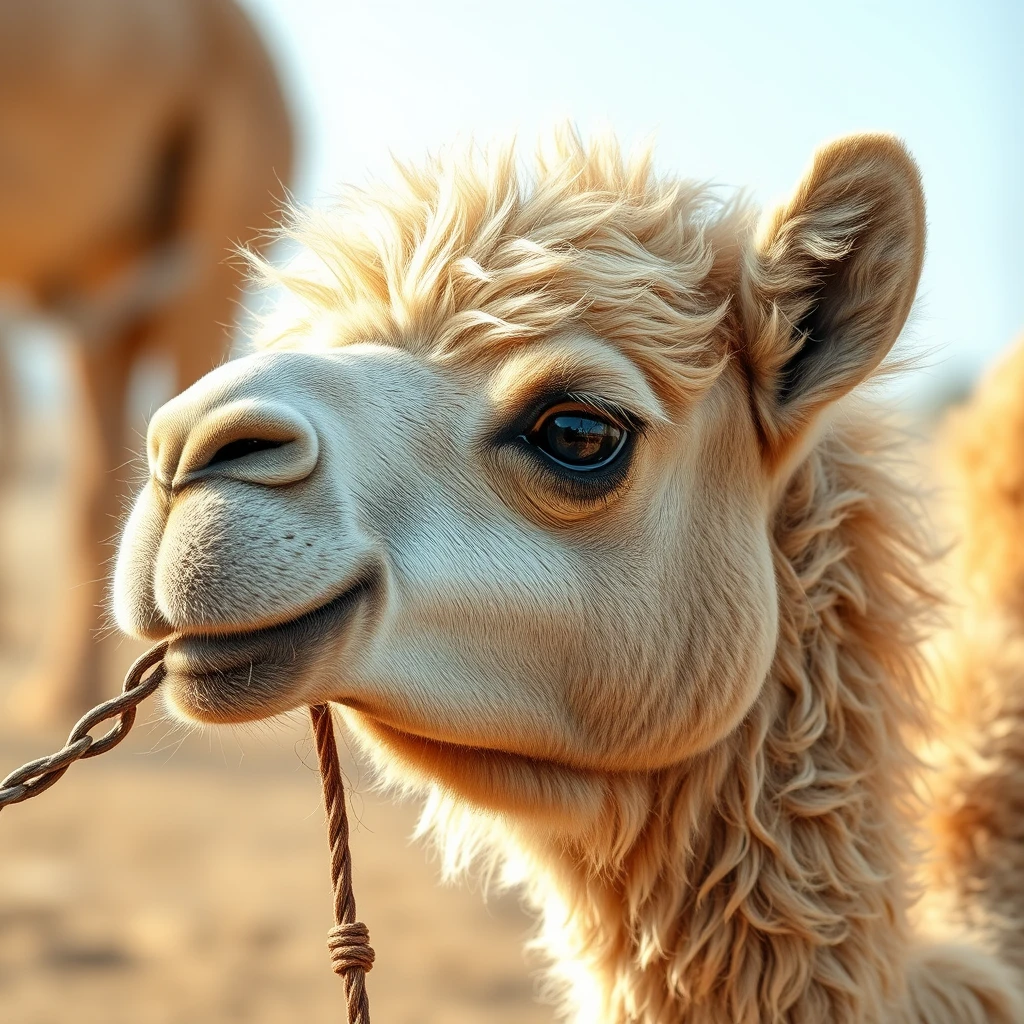 Young Persian girl, feeding camel, ultra detailed, realistic photography, - Image