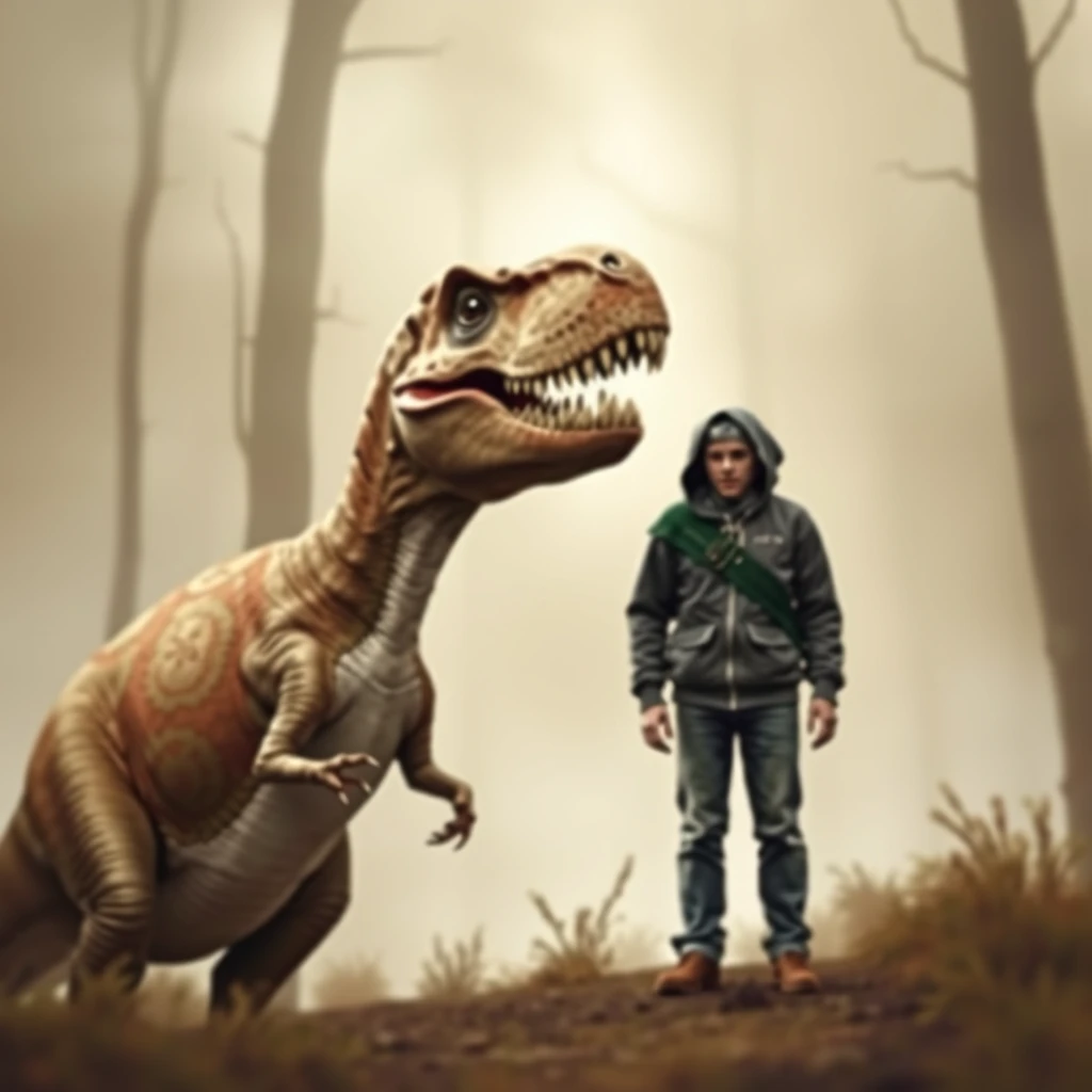 A dinosaur and a person - Image