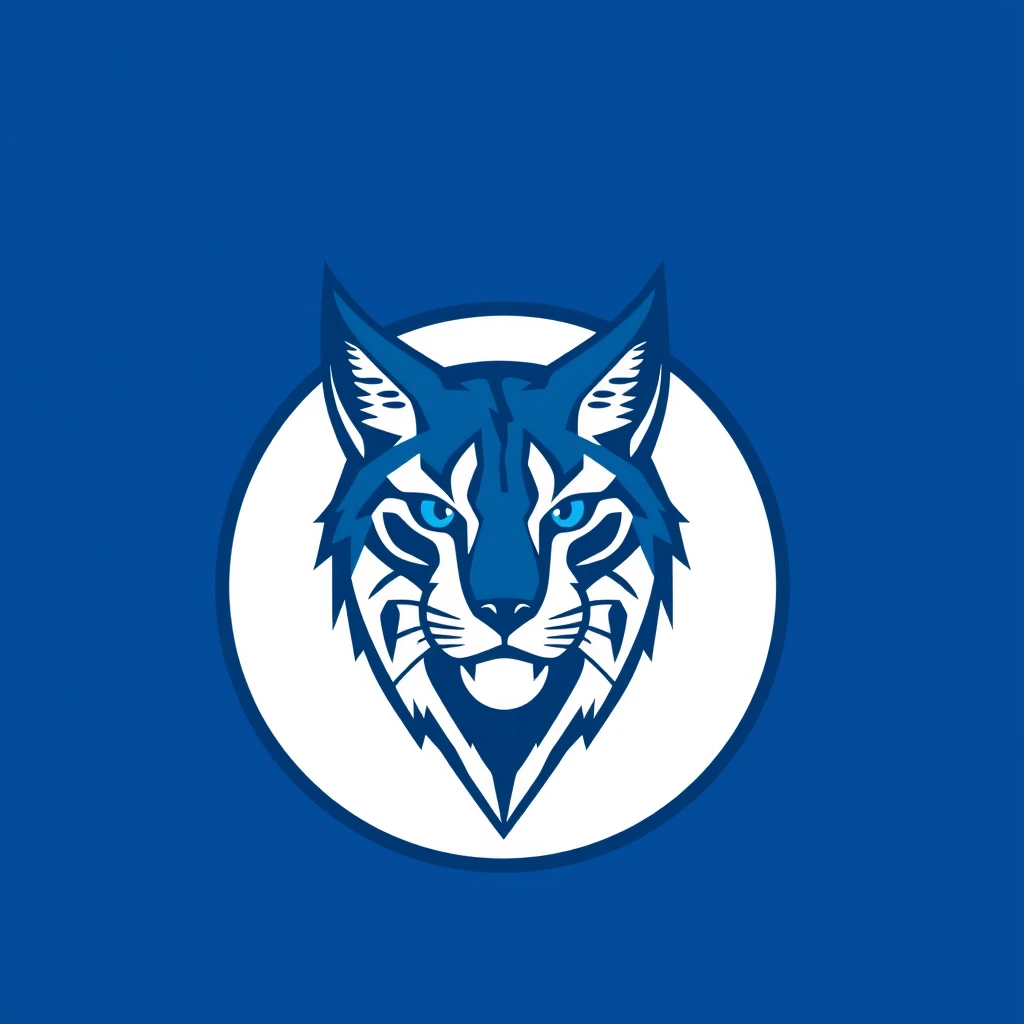 A circle logo of a Lynx in blue.