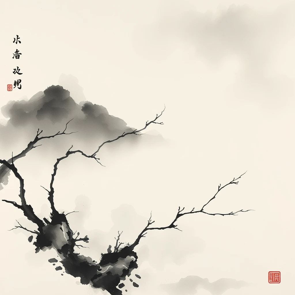 drift with the wind and the current, Chinese ink painting - Image