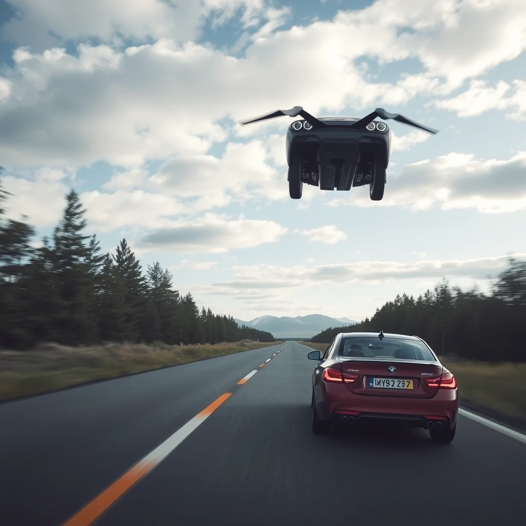 A car flying