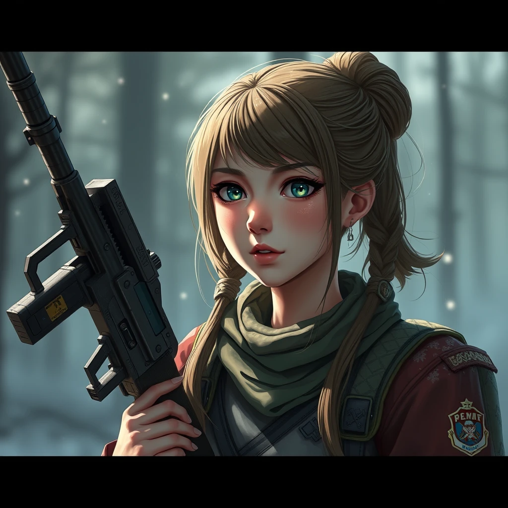 "Anime girl Zryachiy from the game Escape from Tarkov, photorealistic"