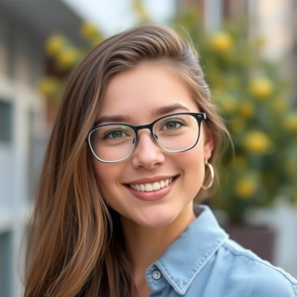 young woman with glasses