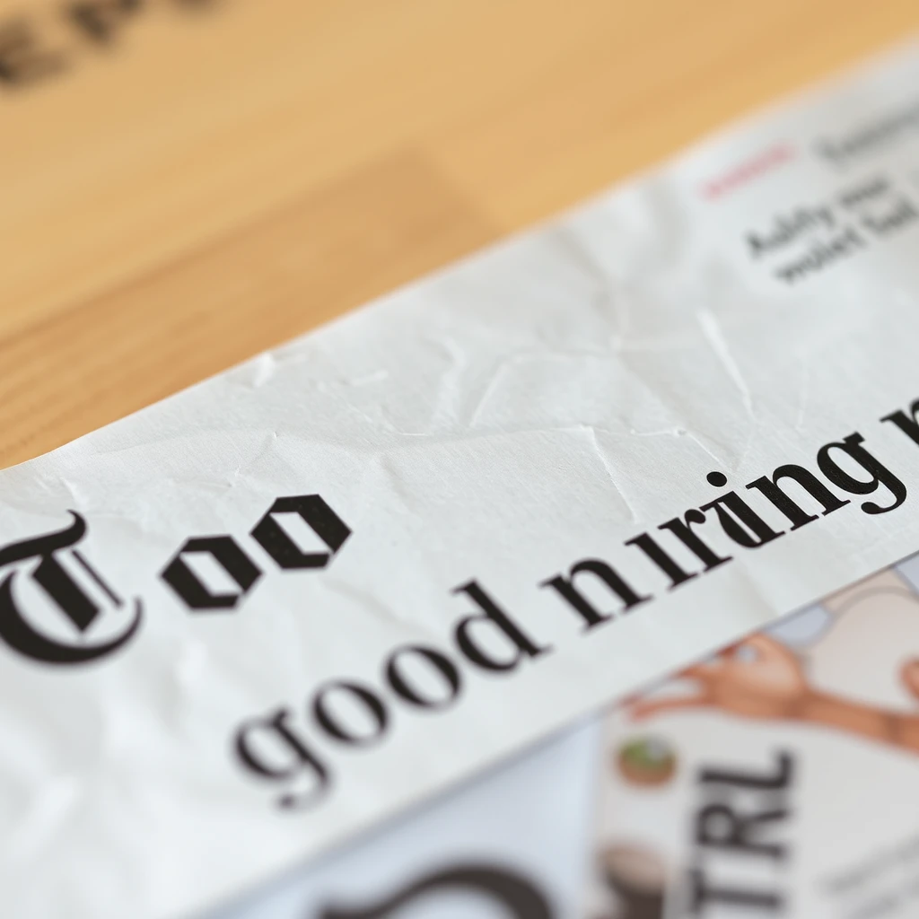 newspaper page in detail, title says "good morning" - Image