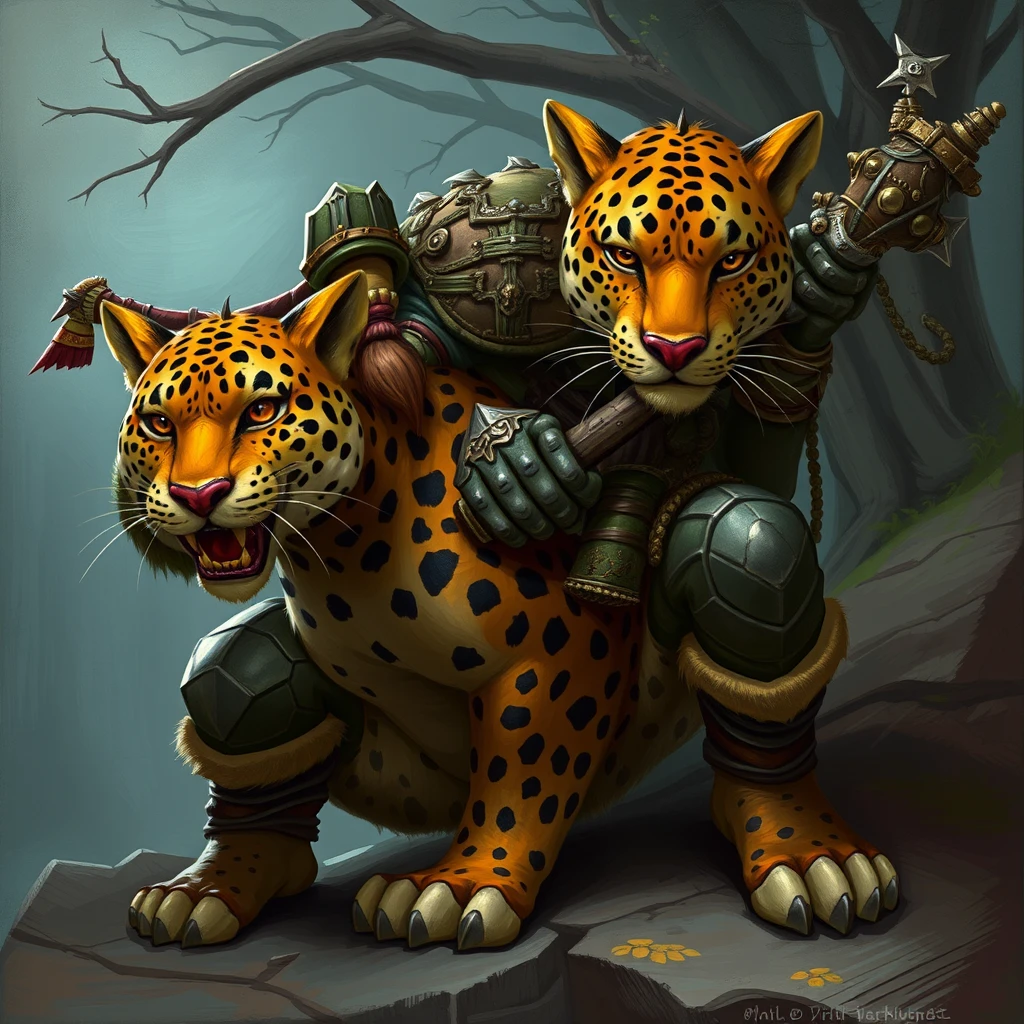 WoW orc hunter and his leopard pet - Image