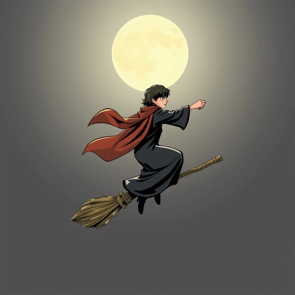 "Harry Potter on a broom, Style: Greek vase." - Image