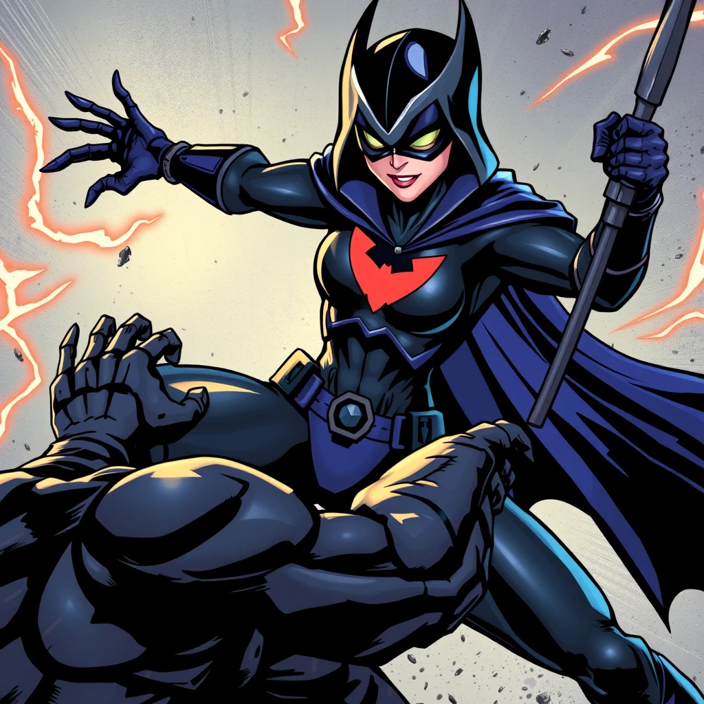 Raven from Teen Titans, DC Comics style, fighting Deathstroke. - Image