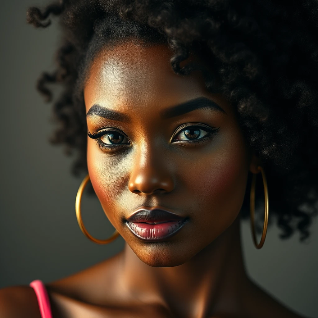 a hyper realistic image of a beautiful black woman - Image