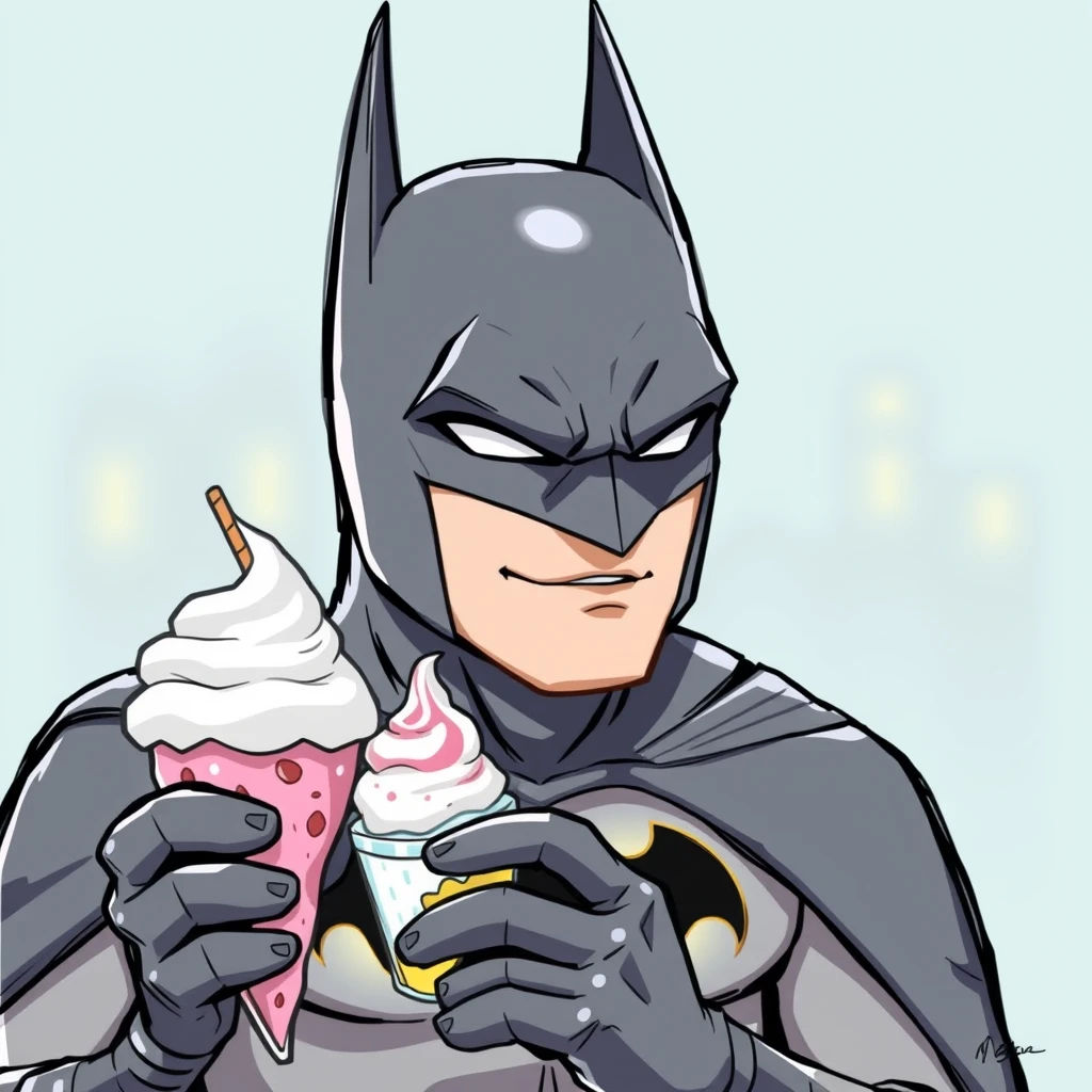 Batman having an ice cream