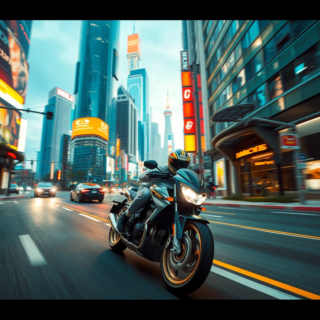 A motorcycle speeds through Cyber City,Very Cool - Image