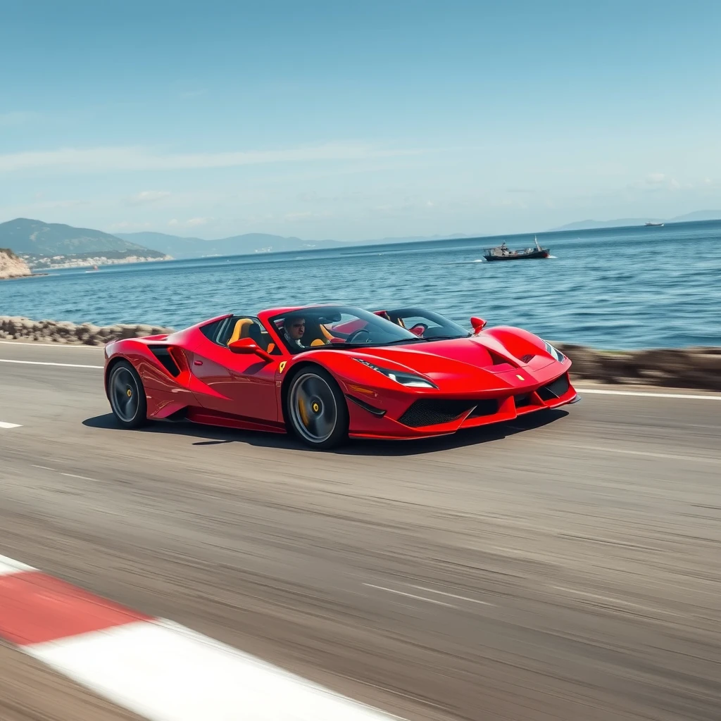 Ferraris racing on Italian coast