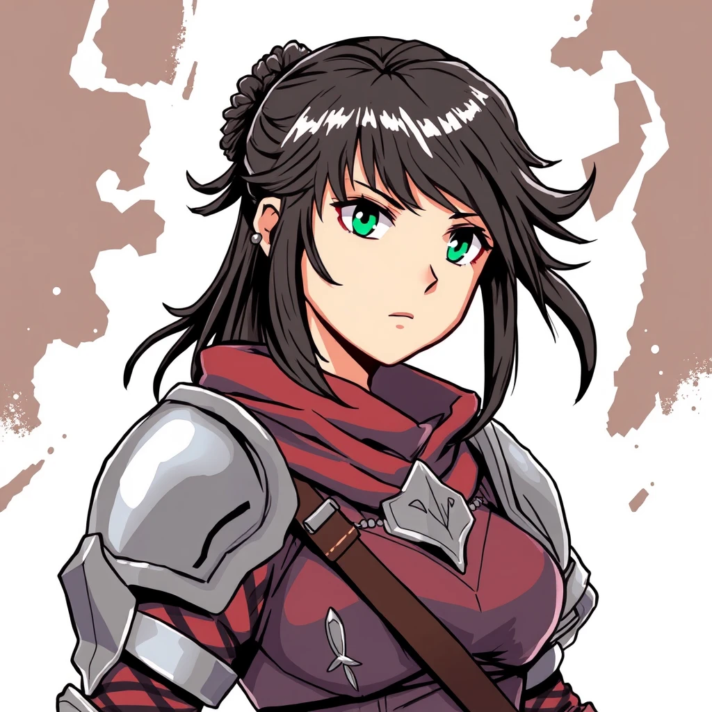 Manga style, female warrior, armor. - Image