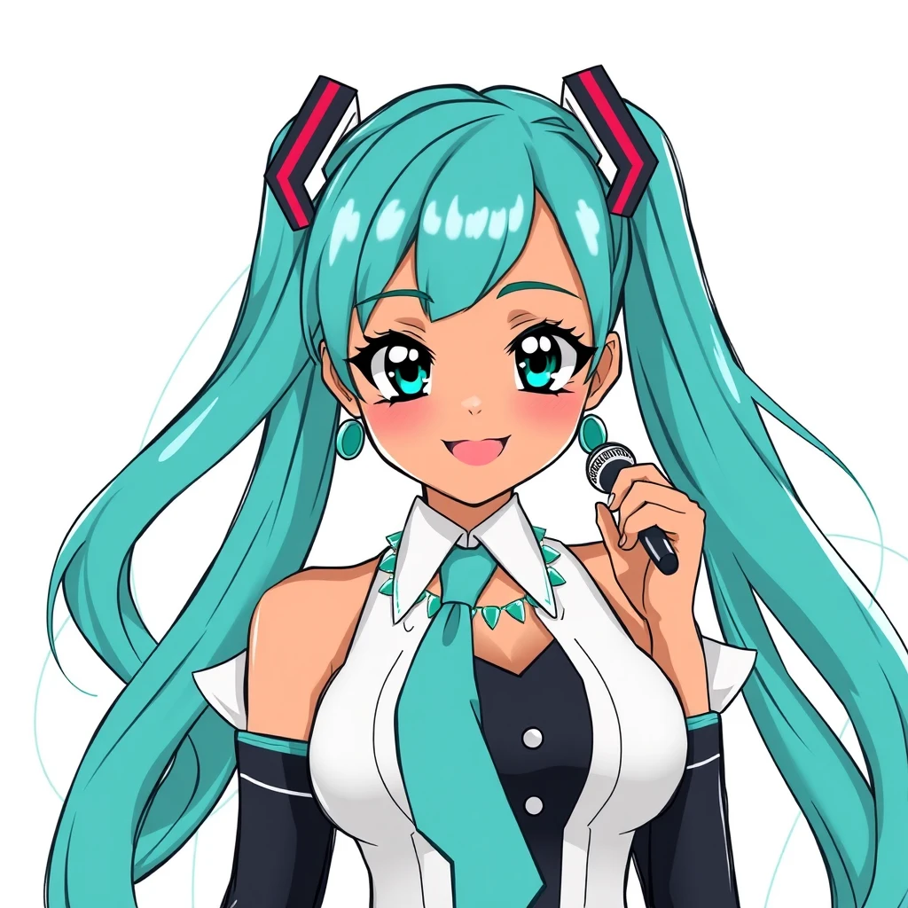 Full body Anime drawing of Hatsune Miku as Oprah Winfrey.